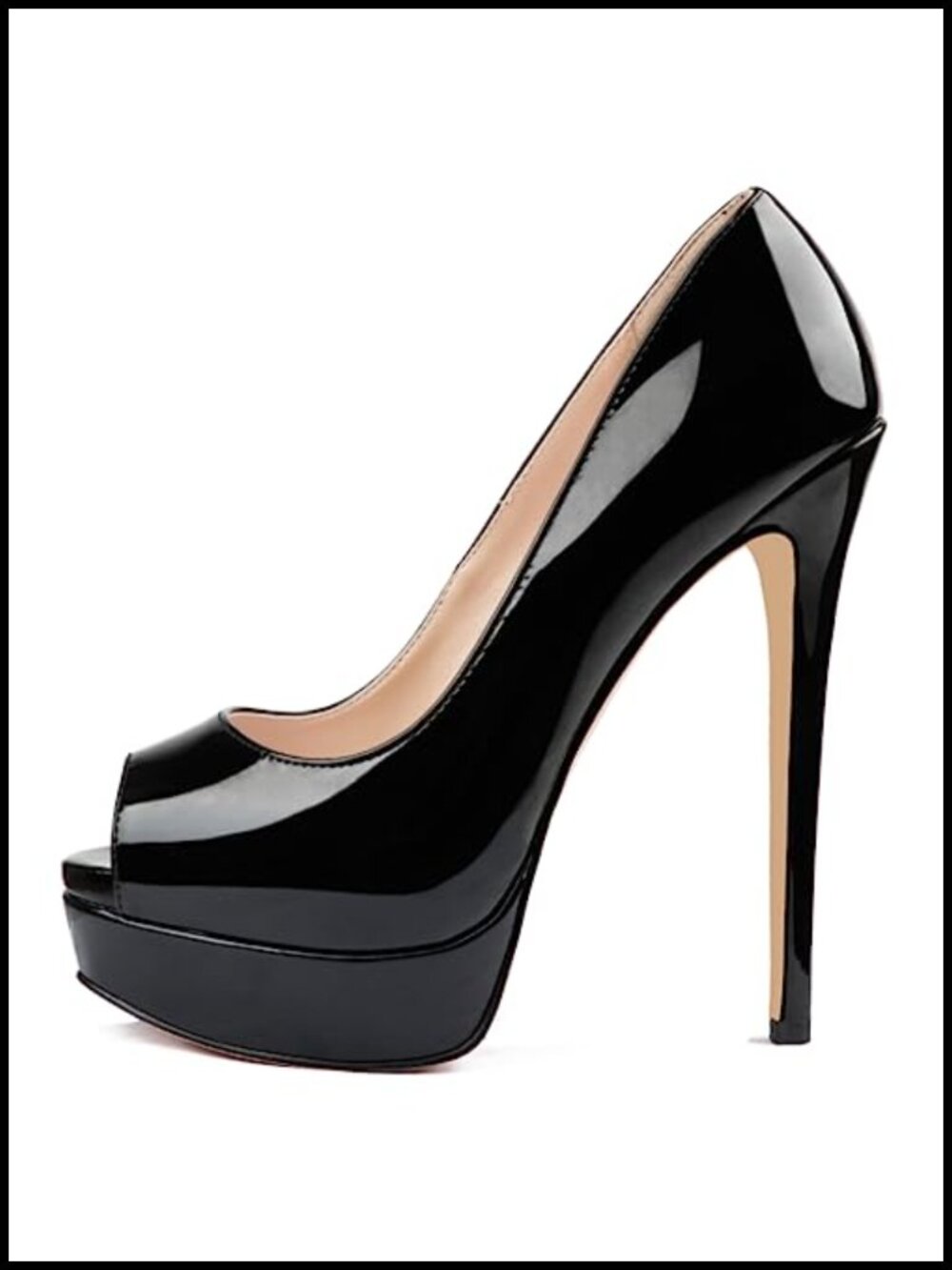 Platform Stiletto Heels Peep Toe Pumps 6 inch Wedding Party Shoes Faux Leather